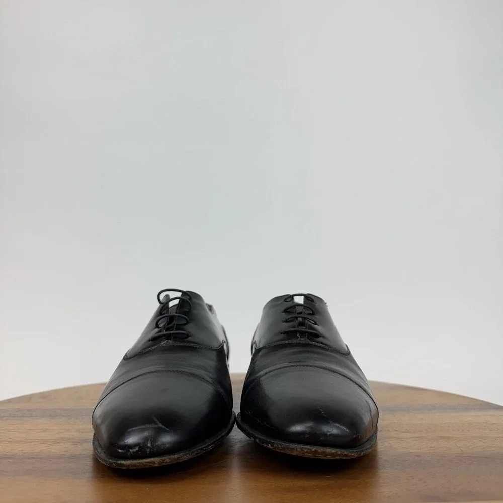 Mens Salvatore Ferragamo‎ Black Leather Cap Toe Brogue Oxfords Size 9.5 C